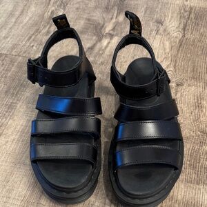 Dr. Martens Blaire Black Leather Strappy Platform Sandals